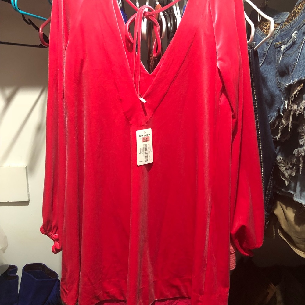 Free People Hot Pink Velvet Dress